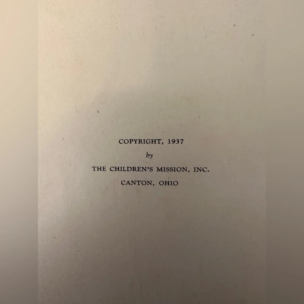Childrens Mission Cook Book 1937 Hardcover Canton OH. Includes correction insert